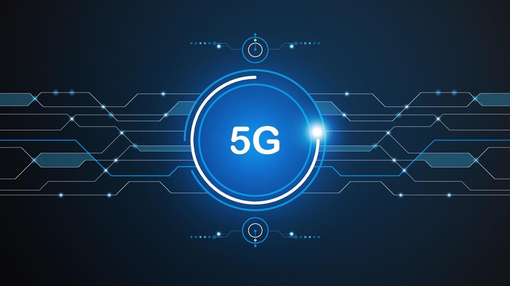 5G network technology background concept. 5G wireless Wi-fi connection internet, data, circle line, lights, technology Abstract, vector. 5G for web banner, web site, communication, transformation. vector