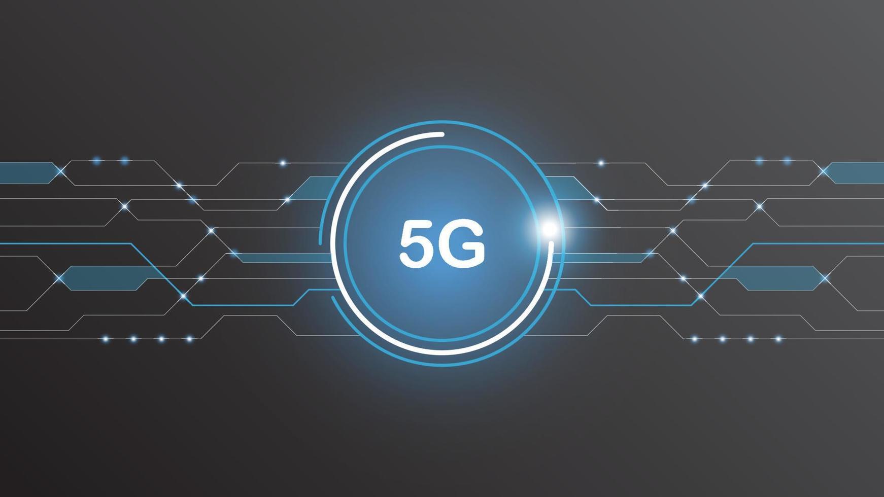 5G network technology background concept. 5G wireless Wi-fi connection internet, data, circle line, lights, technology Abstract, vector. 5G for web banner, web site, communication, transformation. vector