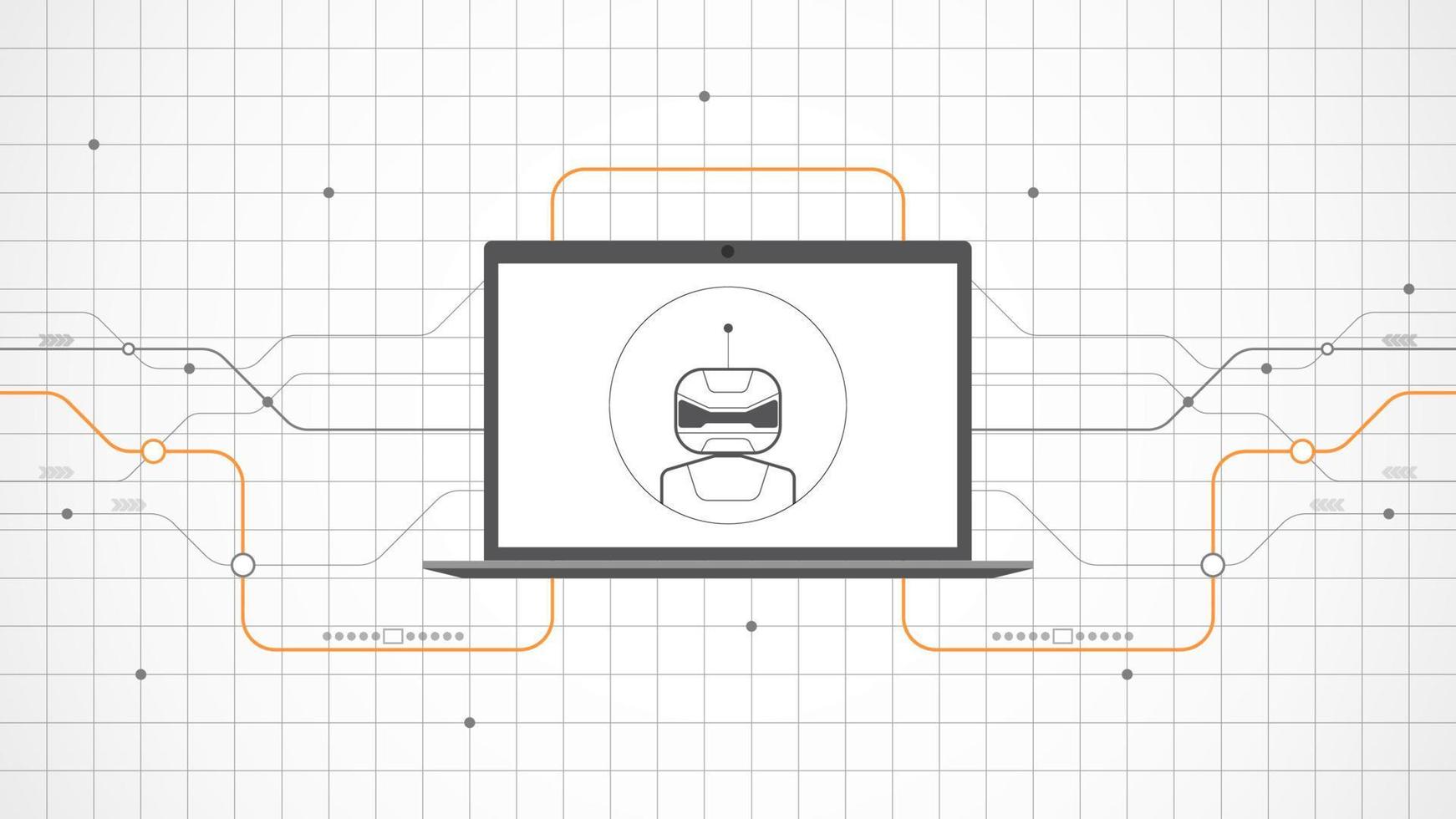 Resumen de fondo de tecnología portátil. ai tecnología de inteligencia artificial con línea digital, color de portátil negro, estilo moderno, elemento, punto, alta tecnología, vector. portátil tecnológico para banner web, vector