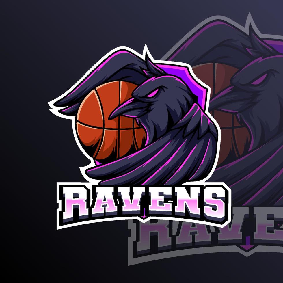 Ravens Animal  Team Badge vector