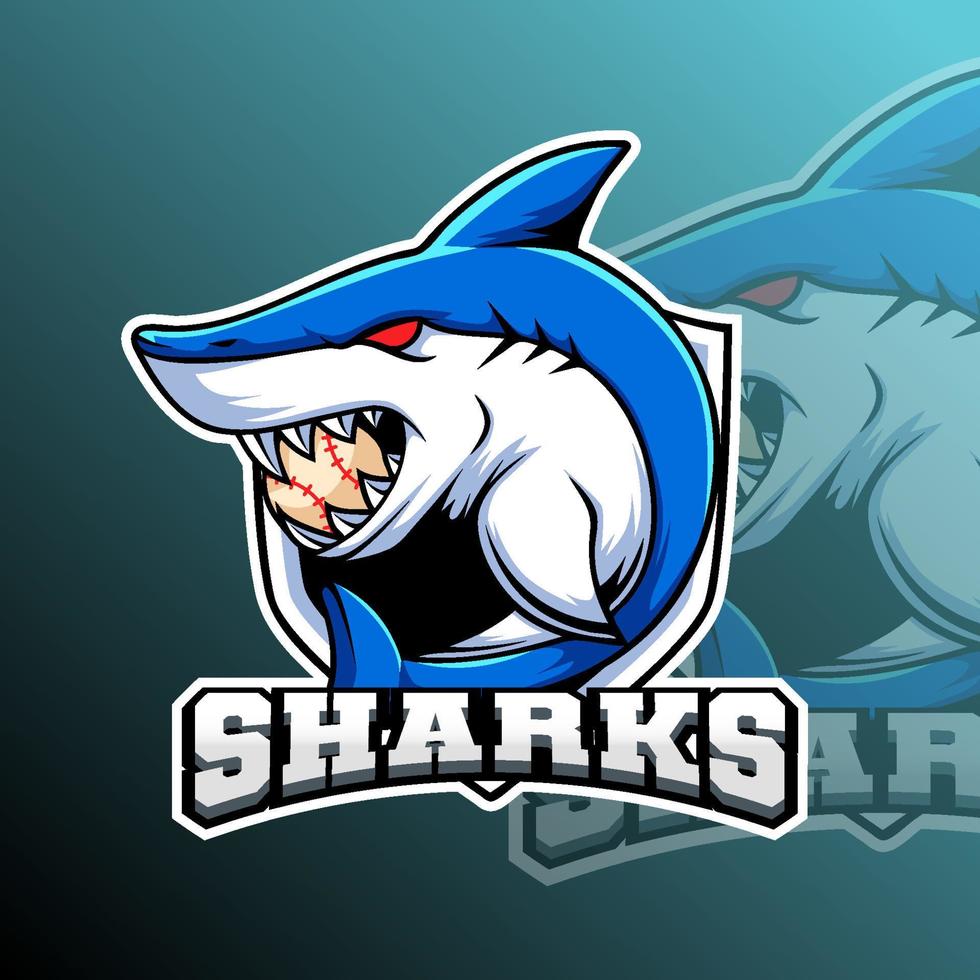 tiburones animal equipo Insignia vector