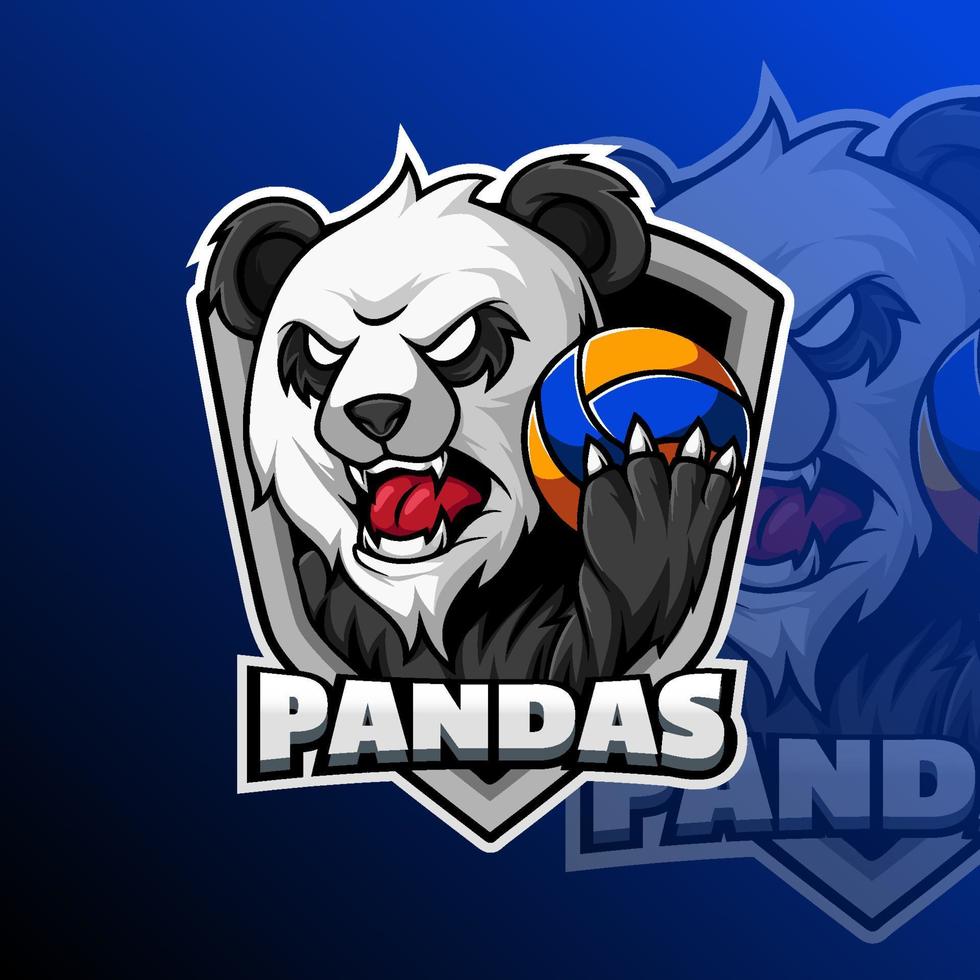 pandas vóleibol logo equipo Insignia vector