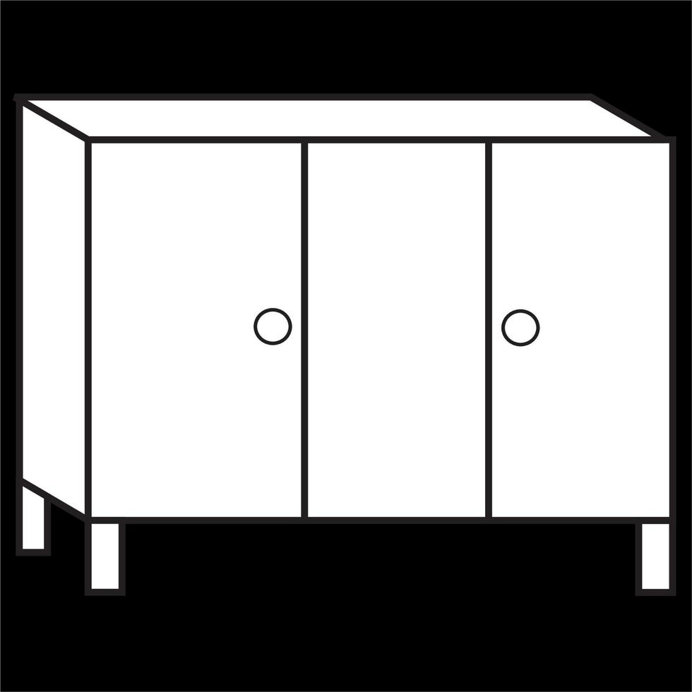 Vector, Image of small cupboard icon, on a black background vector