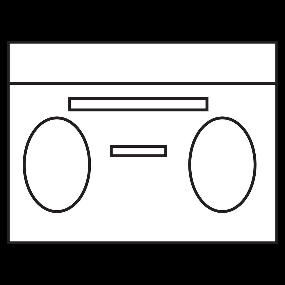 Vector, Image of old radio cassette icon,Black and white color, on black background vector