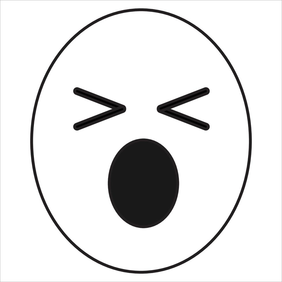 Vector, Image of angry face emoticon, Black and white color, with transparent background vector