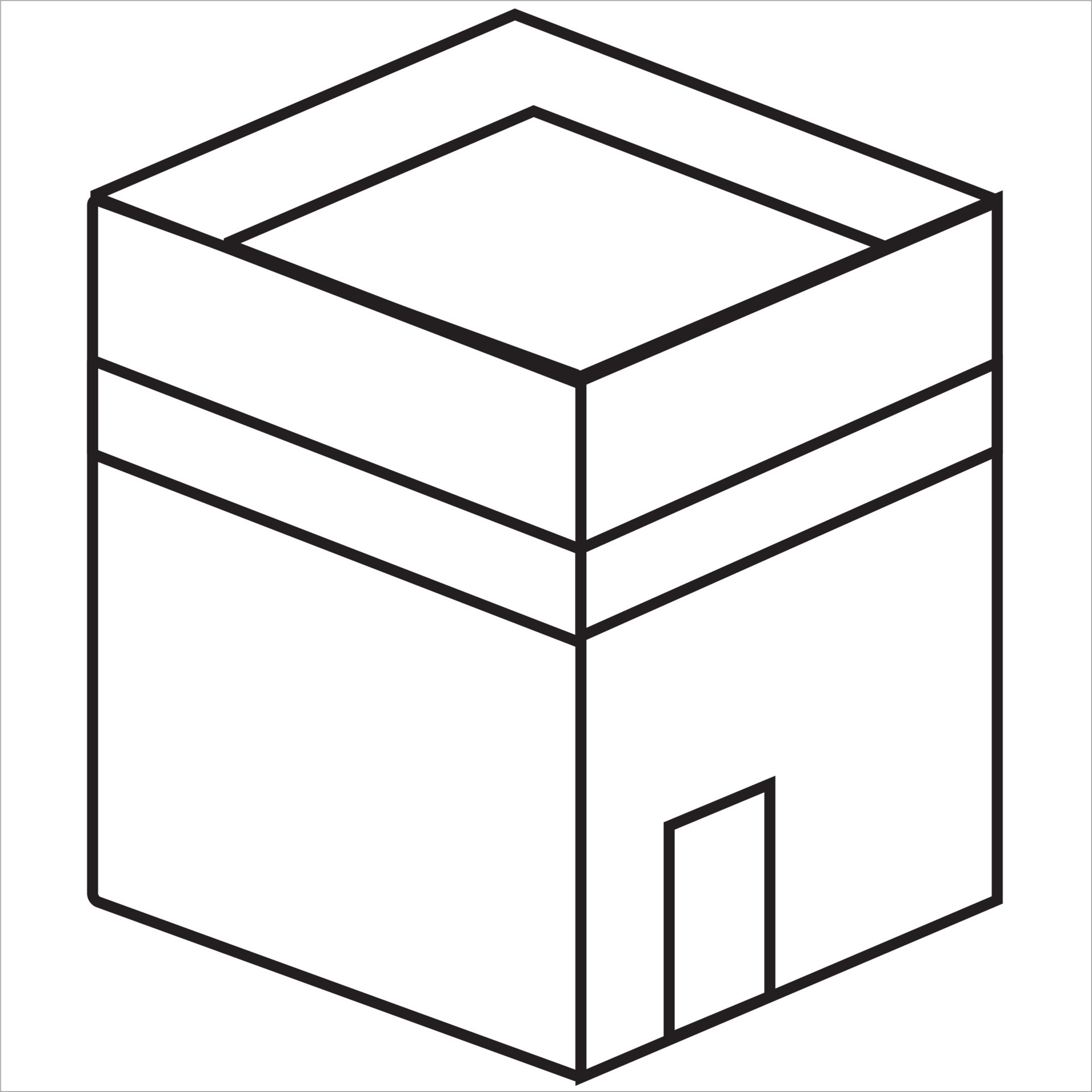 Vector, Image of kaaba, Black and white color, with transparent