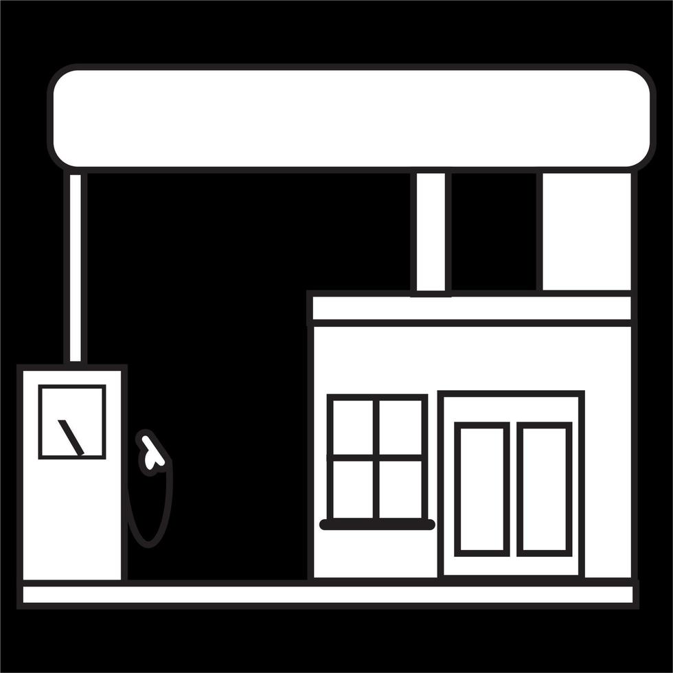 vector, imagen de gas estación icono, negro y blanco color, en negro antecedentes vector