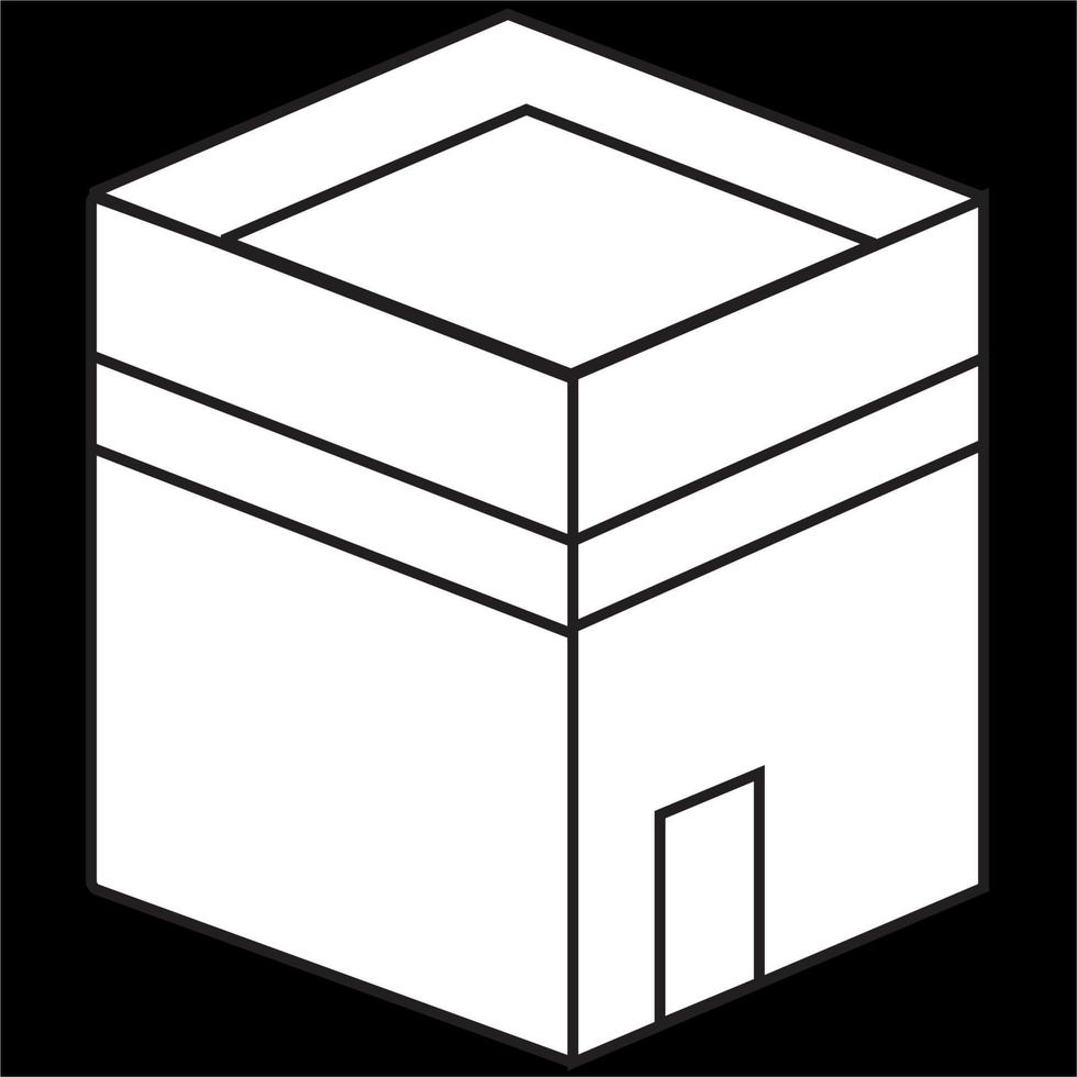 Vector, Image of kaaba icon, Black and white color, on black background vector