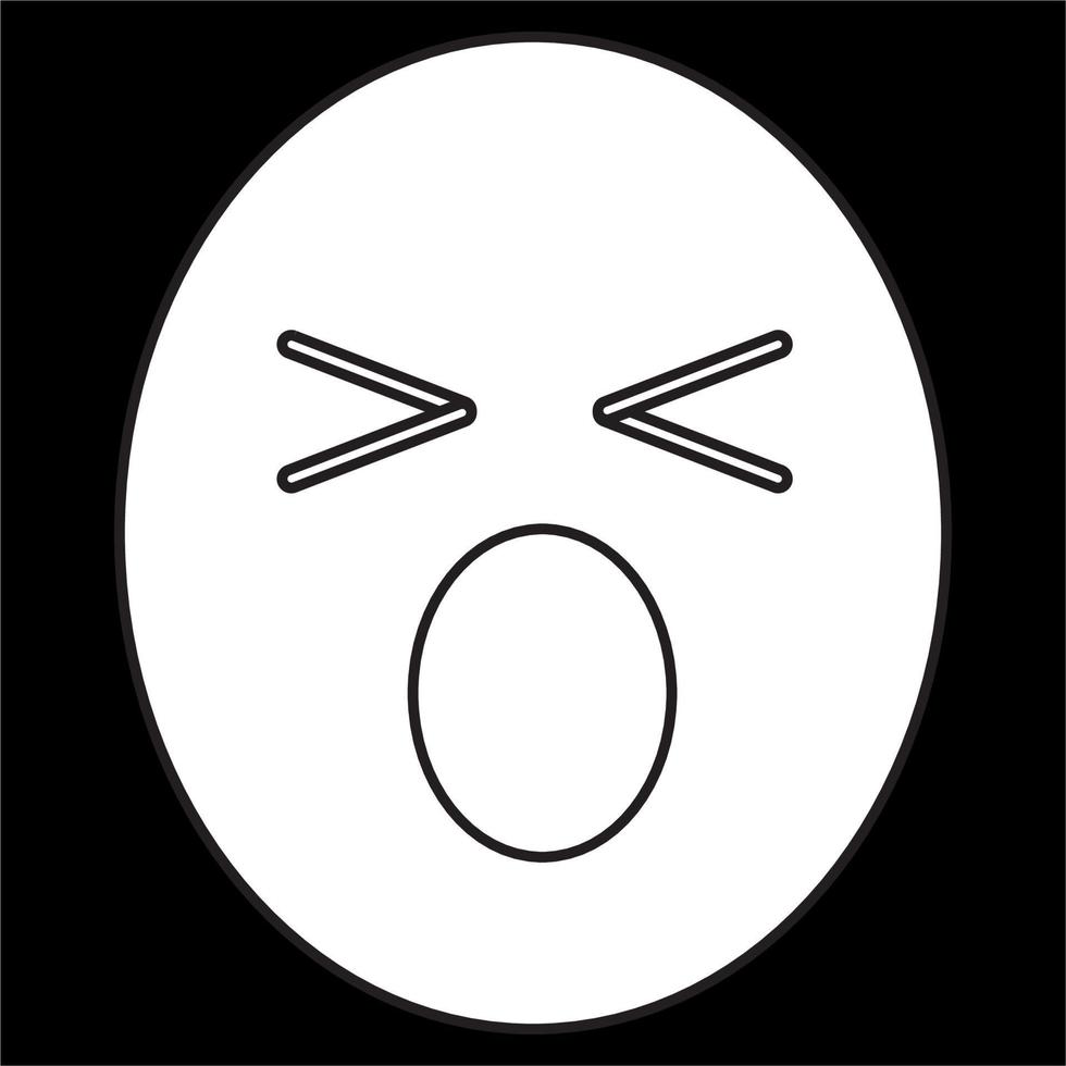 Vector, Image of angry face emoticon icon, Black and white color, on black background vector