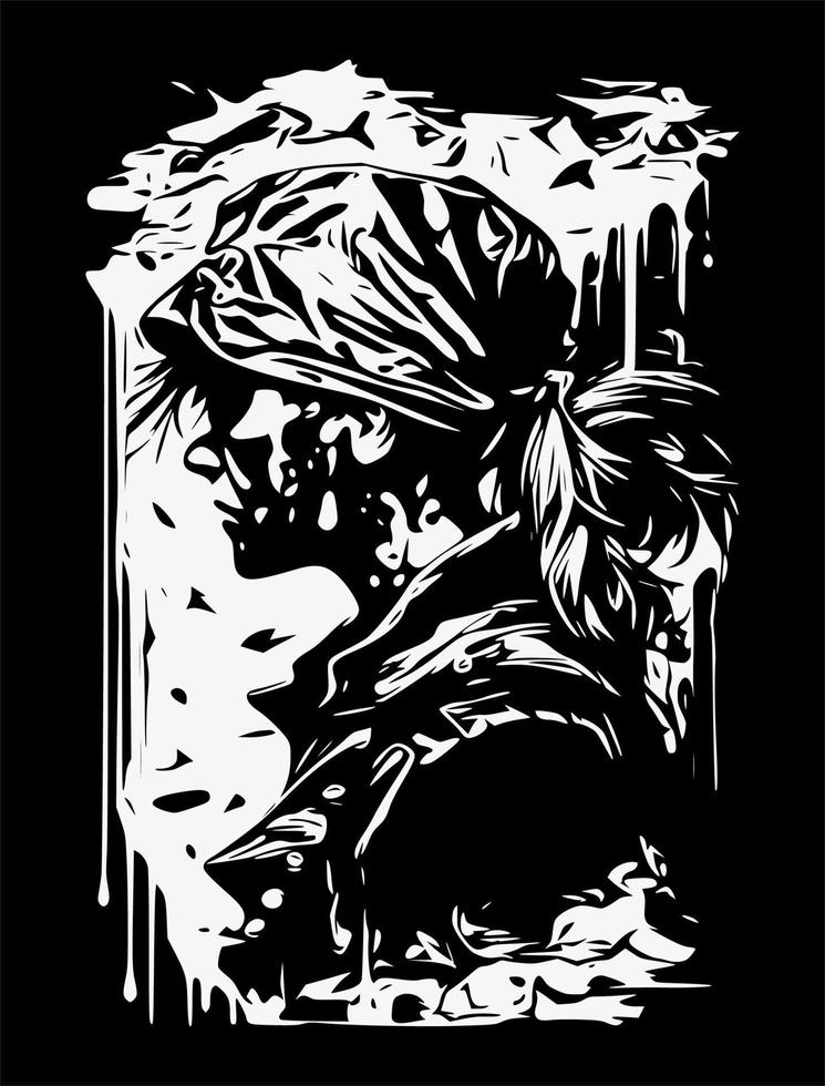 Pirate sketch. On black background. vector