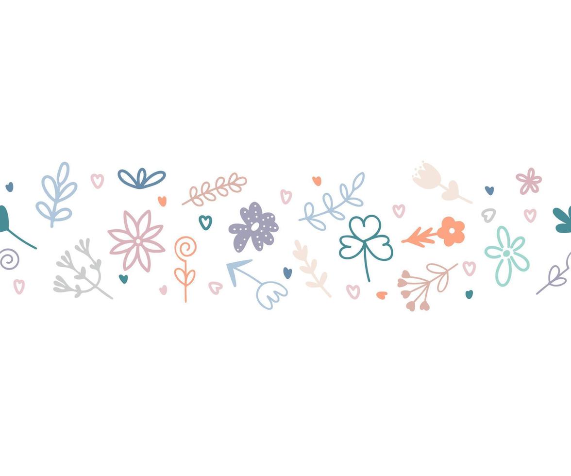 Floral border seamless pattern vector