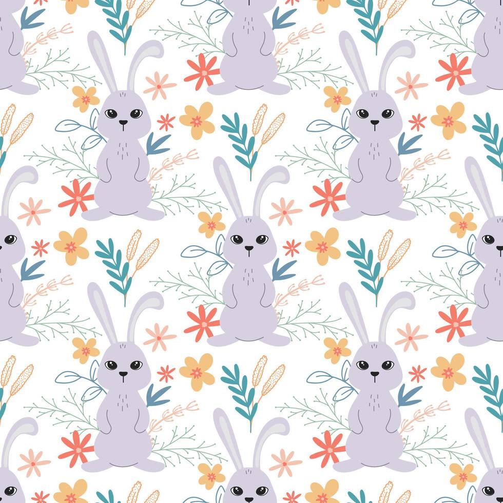 Cute rabbit seamless pattern vector