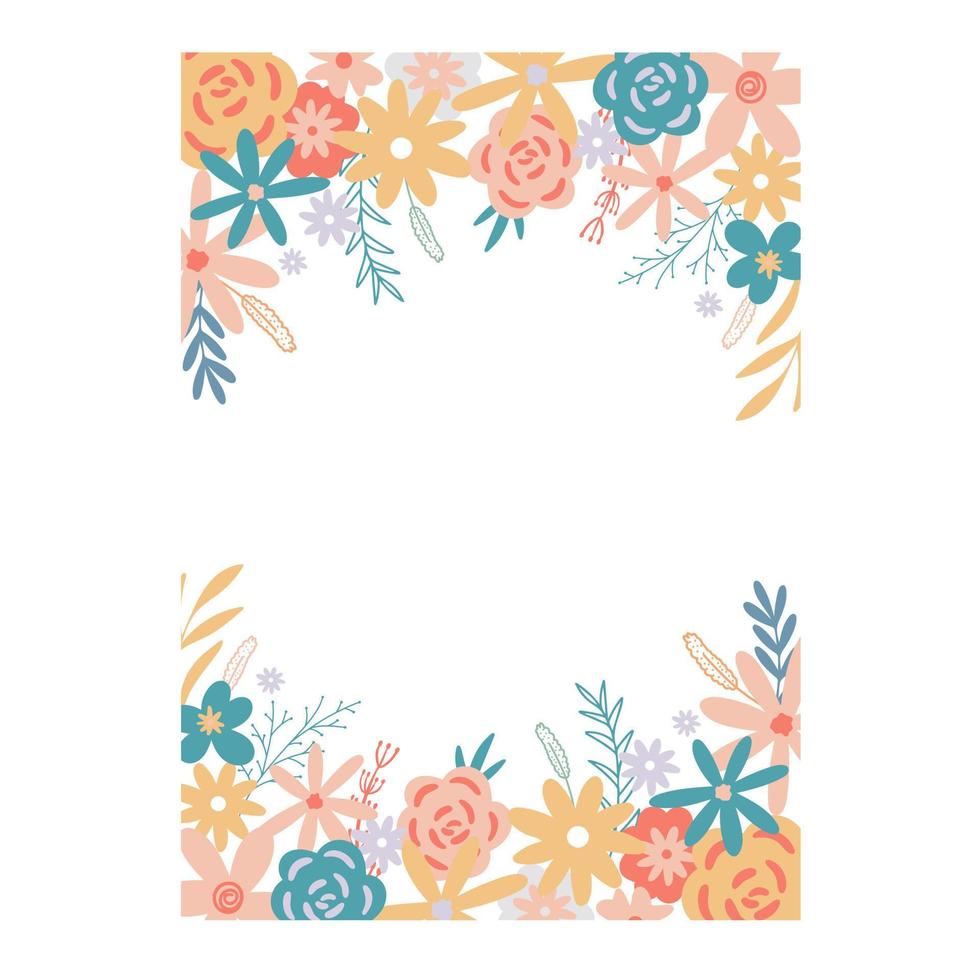 Floral rectangular rustic frame vector