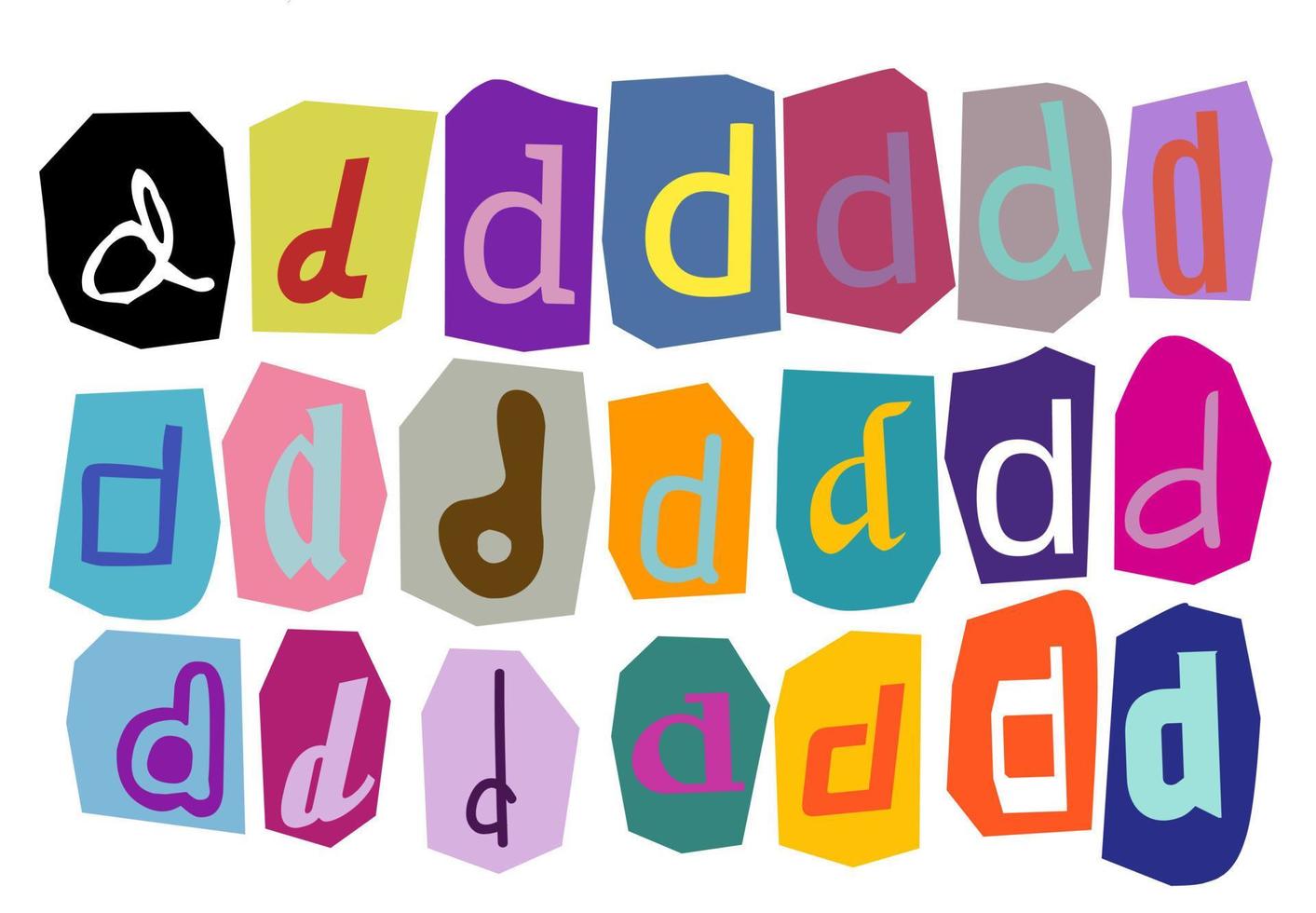 Alphabet d -  vector cut newspaper and magazine letters, paper style ransom note letter