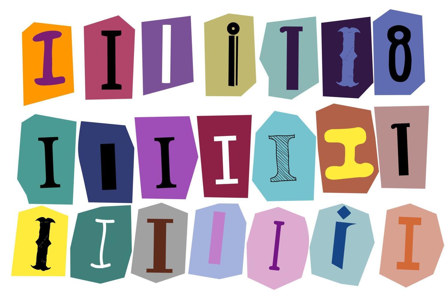 alfabeto i- vector cortar periódico y revista letras, papel estilo rescate Nota letra