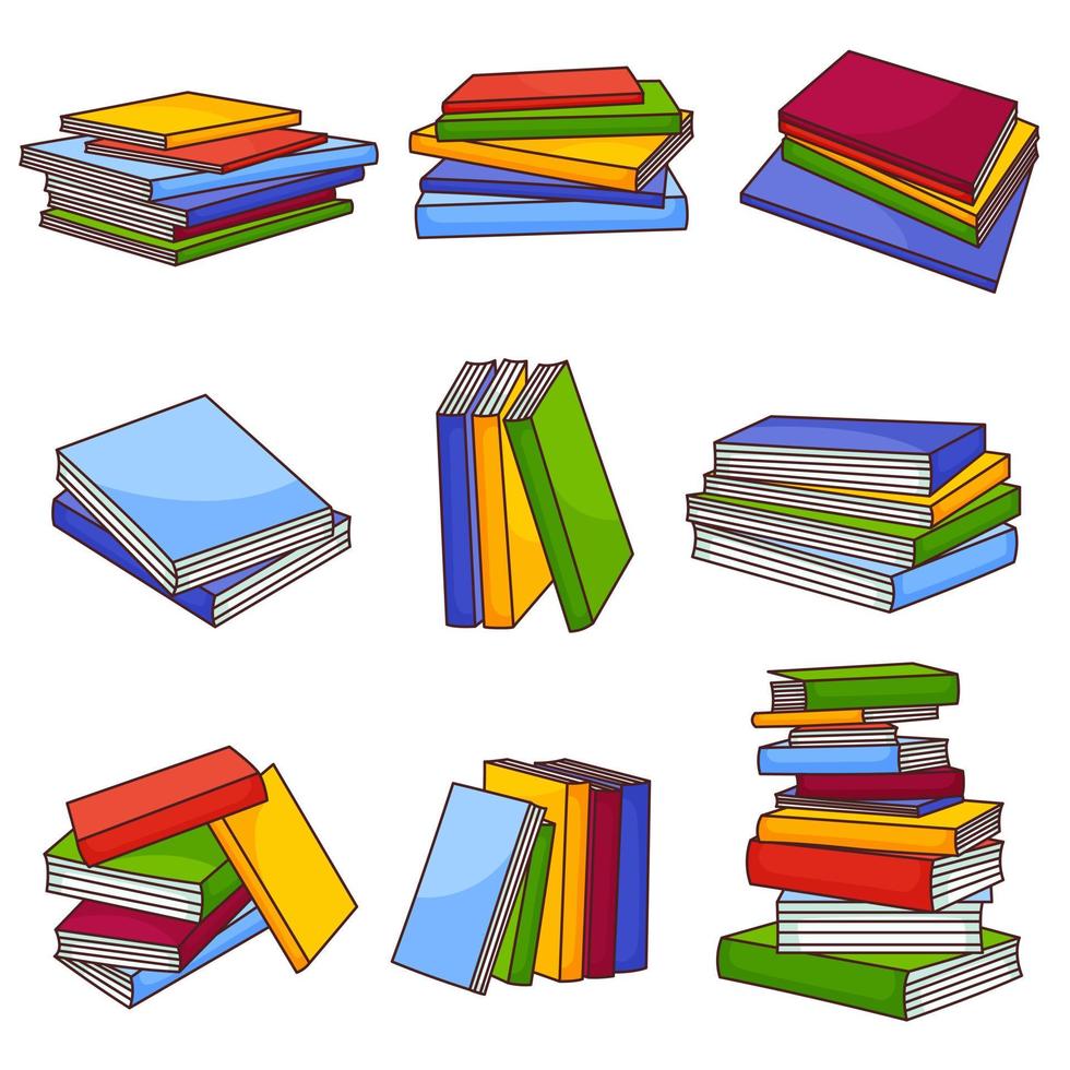 Set of colorful vector books, vector illustration