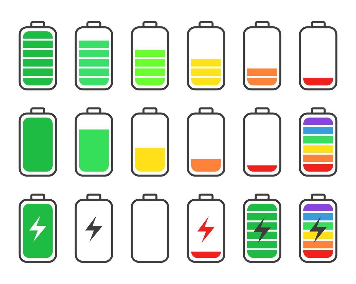 batería cargando punto. nivel batería energía vector