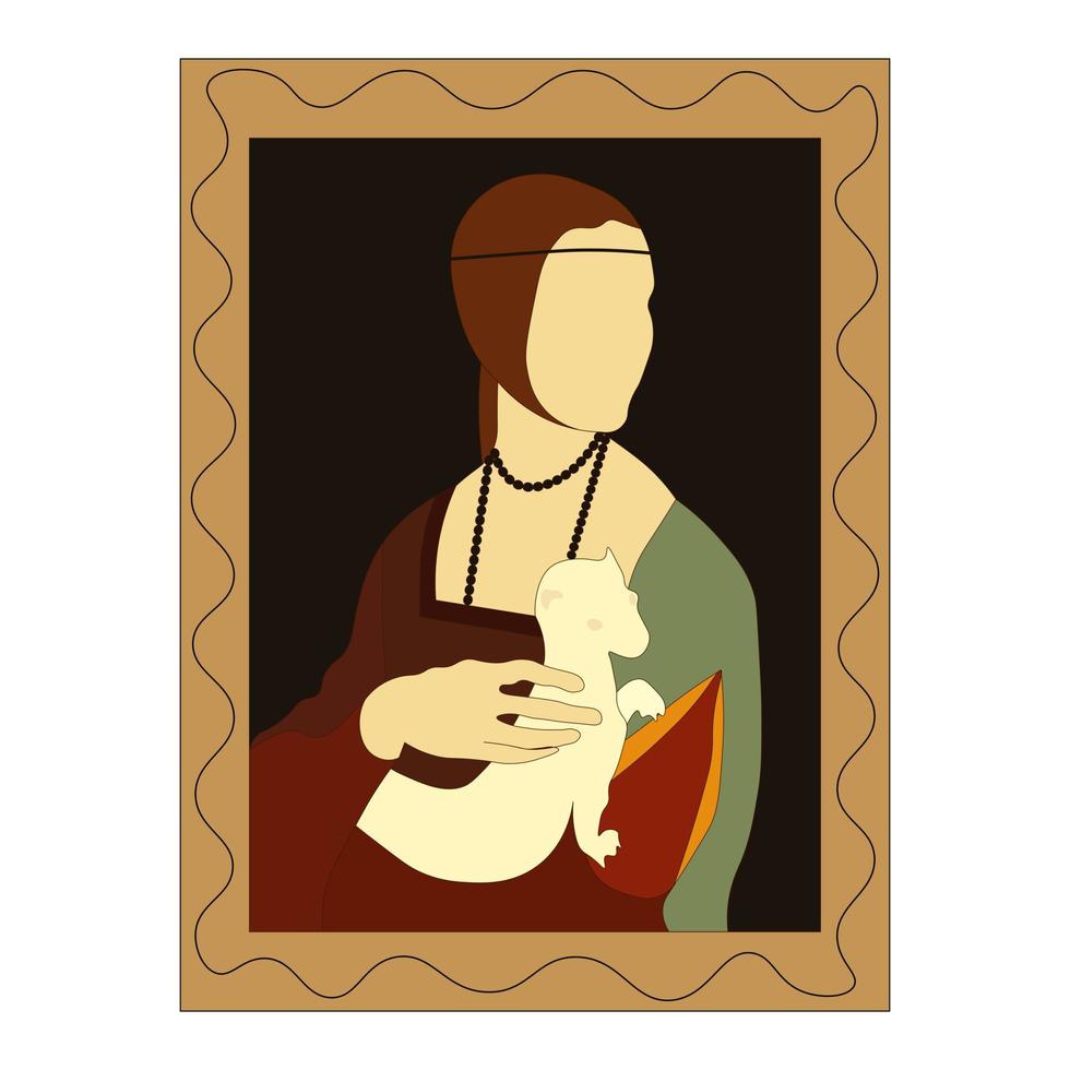 Lady with an Ermine by Leonardo da Vinci. vector