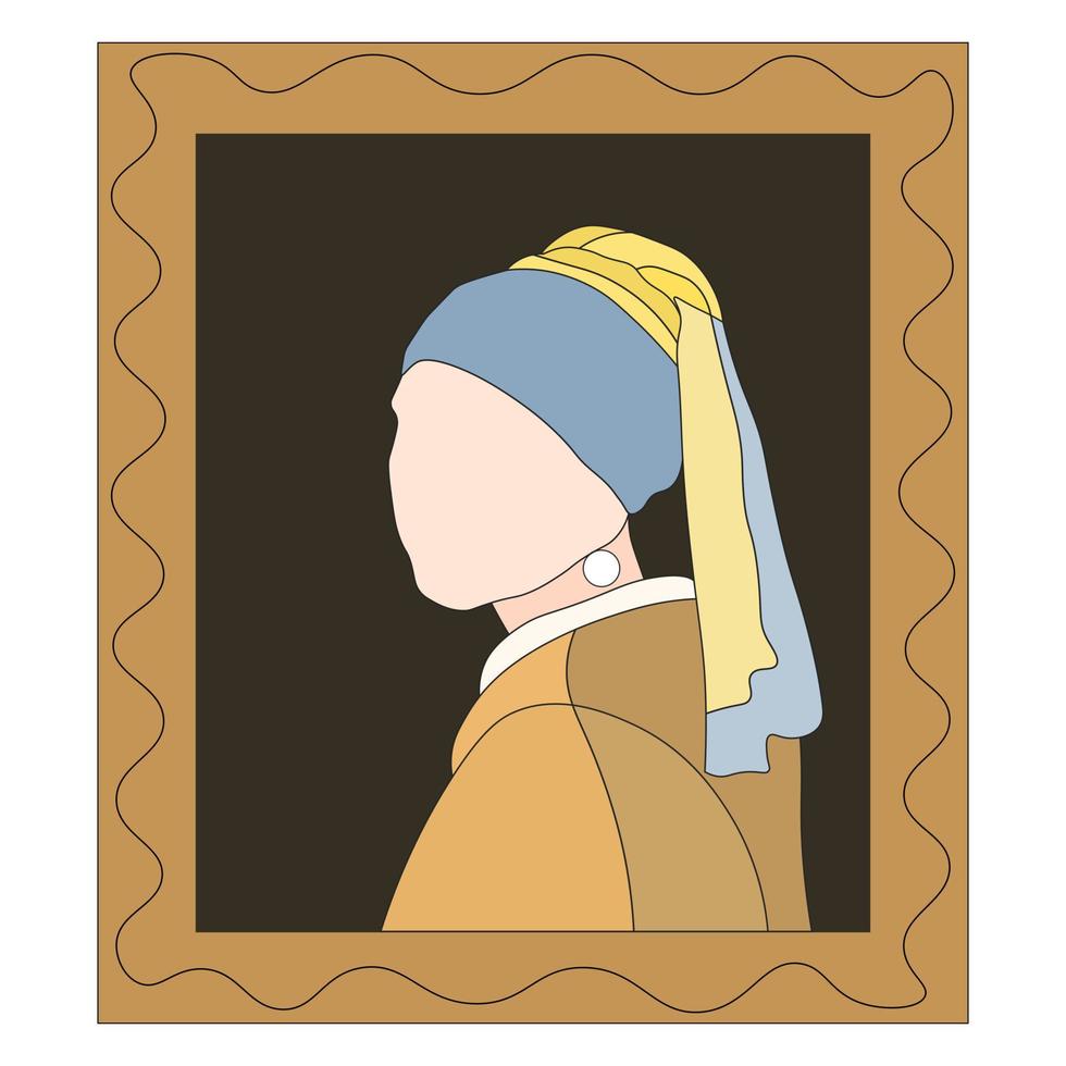 Girl with a pearl earring. Painting by the artist Vermeer. vector
