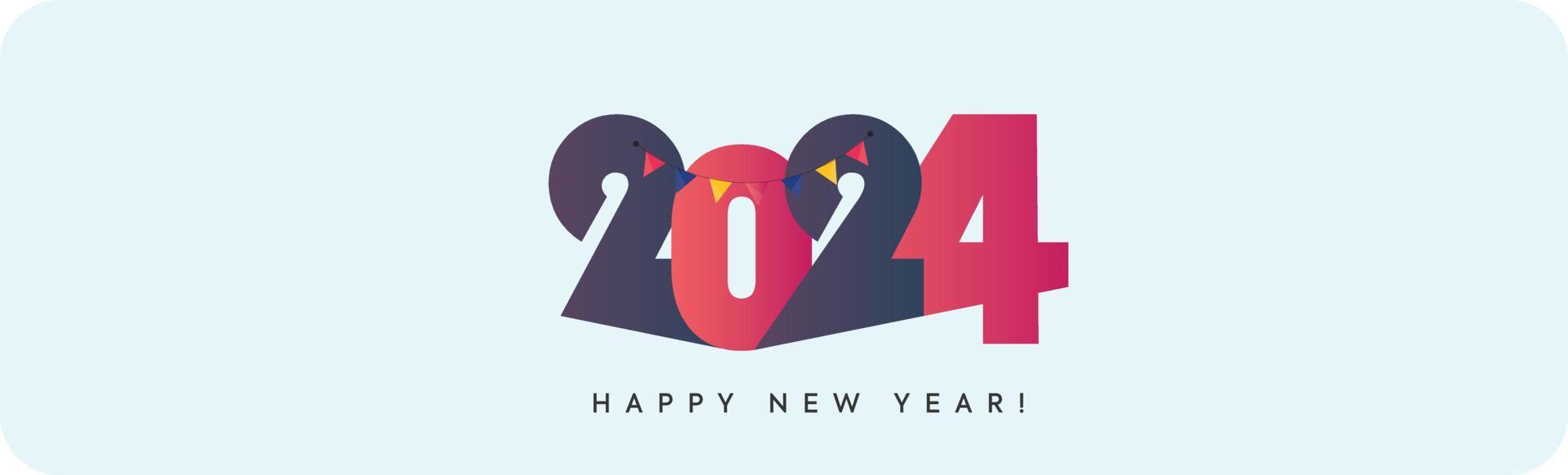 2024 new year. 2024 Happy New Year numbers with gradient blue color banner. Simple 2024 Happy New Year logo text design for cover. Number design template. Greeting banner. Happy New Year cover. vector