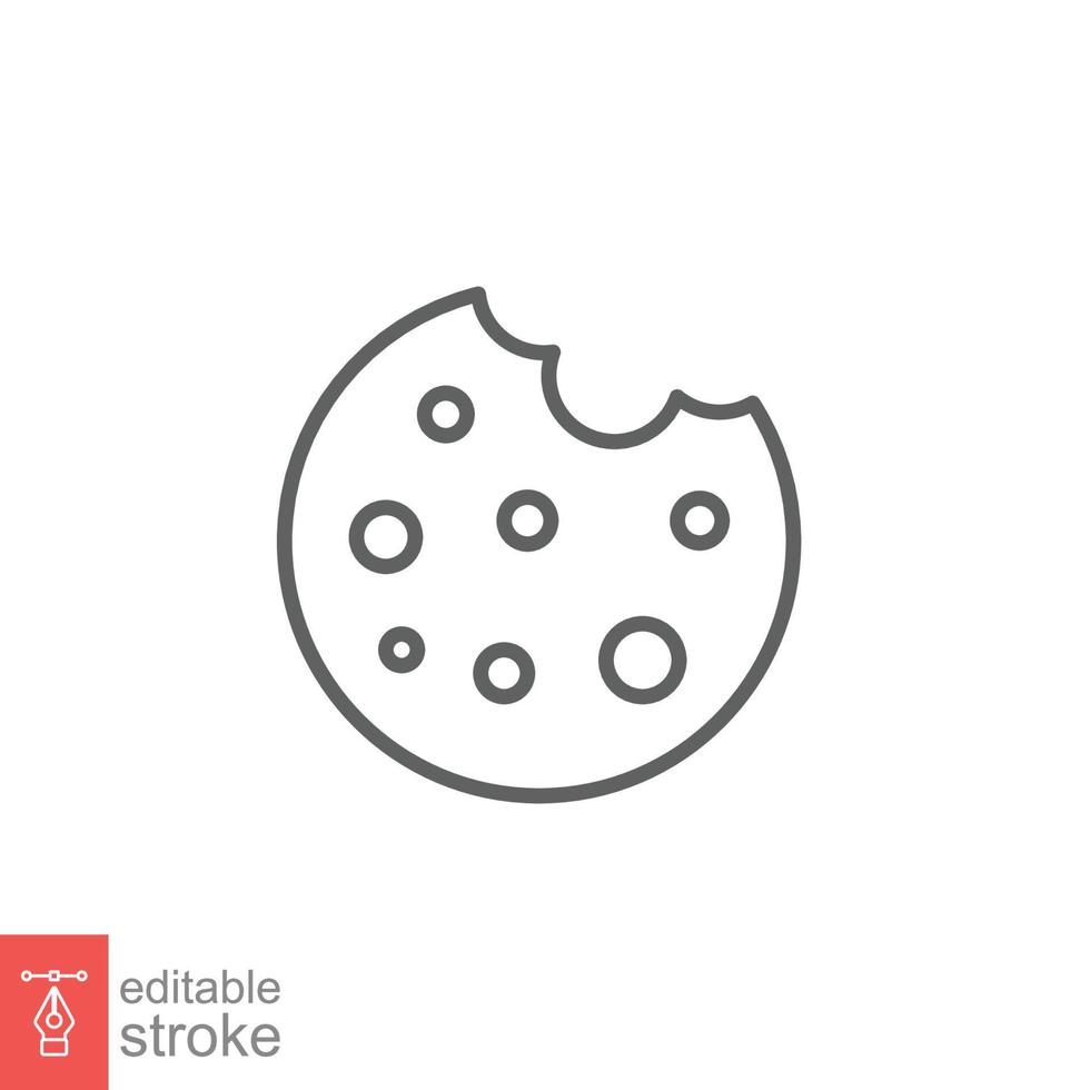 Cookie icon. Outline style sign symbol. Browser concept for app and web design. Vector illustration isolated on white background. Editable stroke EPS 10.