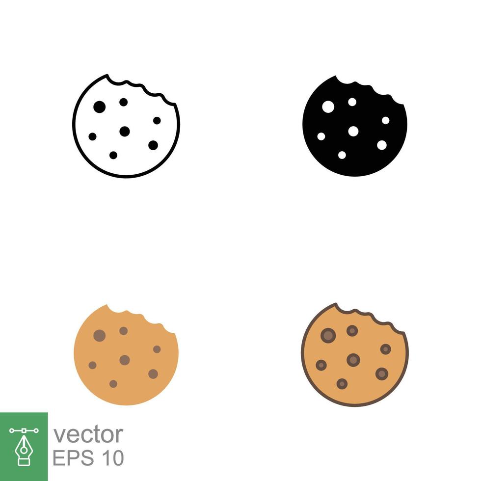 Galleta icono en diferente estilo. describir, sólido, departamento, lleno contorno firmar símbolo. navegador concepto para aplicación y web diseño. vector ilustración aislado en blanco antecedentes. eps 10