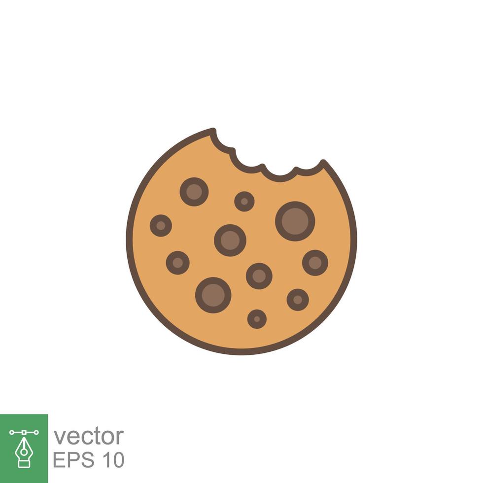 Bitten round cookie icon. Simple flat style sign, filled outline symbol. Browser concept for app and web design. Vector illustration isolated on white background. EPS 10.