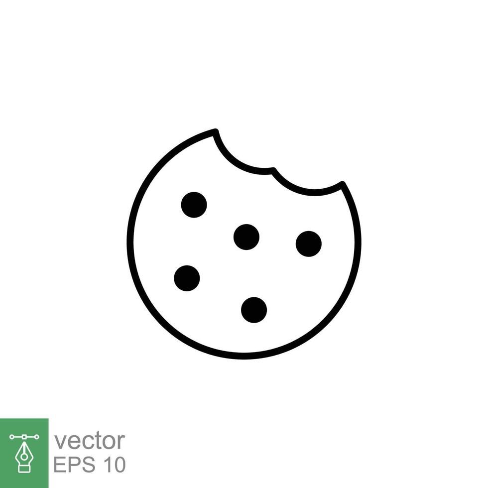 Cookie biscuit icon. Outline style sign symbol. Browser concept for app and web design. Line, vector illustration isolated on white background. EPS 10.