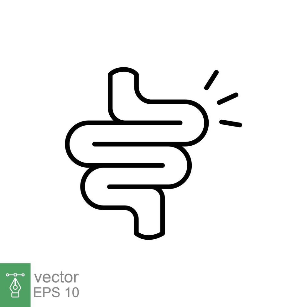 Intestine line icon. Simple outline style. Bowel, healthy stomach, gut constipation concept. Symbol of digestion system. Vector illustration isolated on white background. EPS 10.