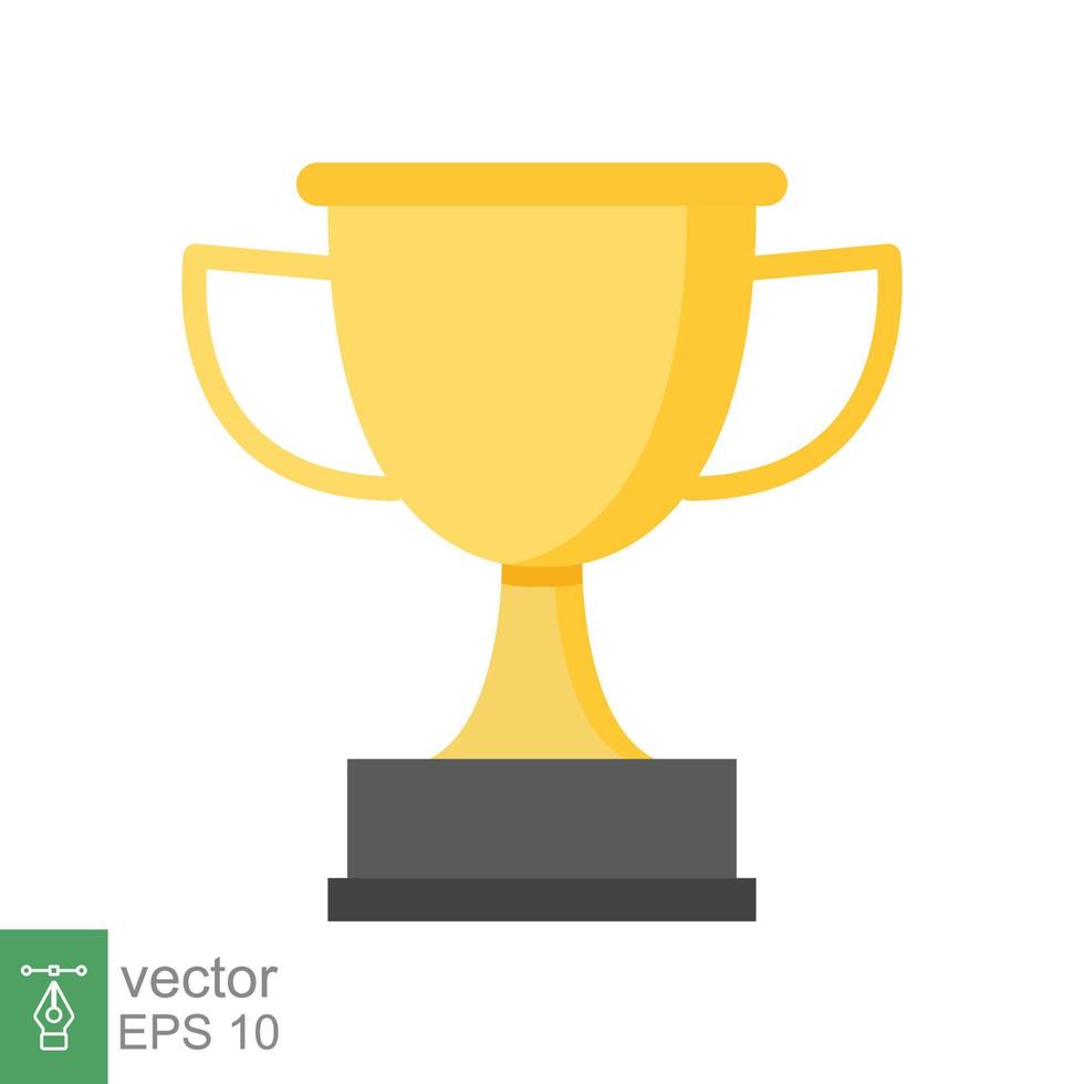 Trophy icon. Simple flat style for app and web design element. Winner, award, cup, champ, contest, prize, won concept. Vector illustration isolated on white background. EPS 10.