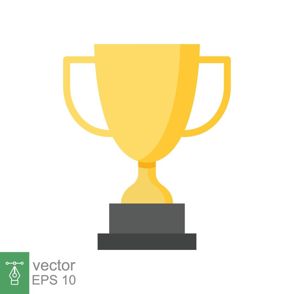 Trophy icon. Simple flat style for app and web design element. Winner, award, cup, champ, contest, prize, won concept. Vector illustration isolated on white background. EPS 10.