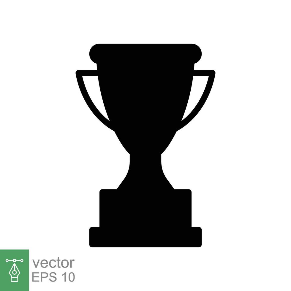 Trophy glyph icon. Simple solid style for app and web design element. Winner, award, cup, champ, contest, prize, won concept. Vector illustration isolated on white background. EPS 10.