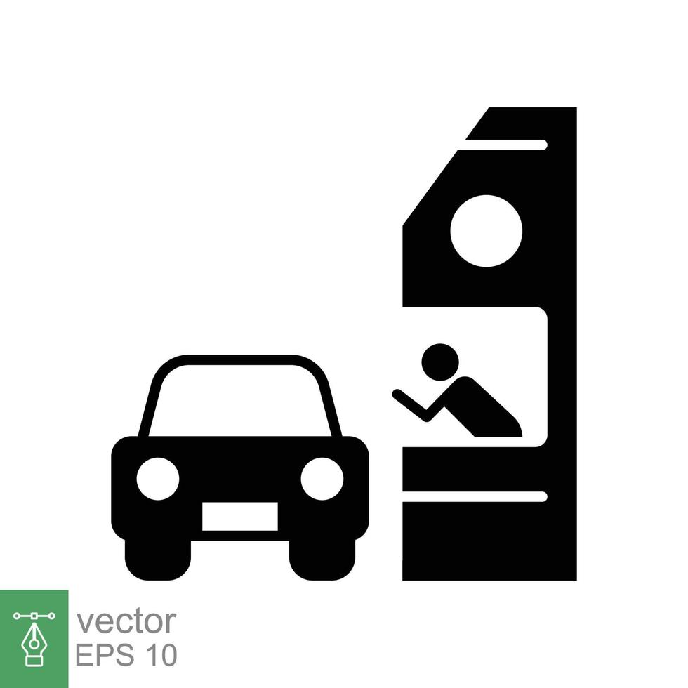Drive through glyph icon. Simple solid style symbol can be used for web, mobile, ui design. Thru, window, car, restaurant, shop concept. Vector illustration isolated on white background. EPS 10.