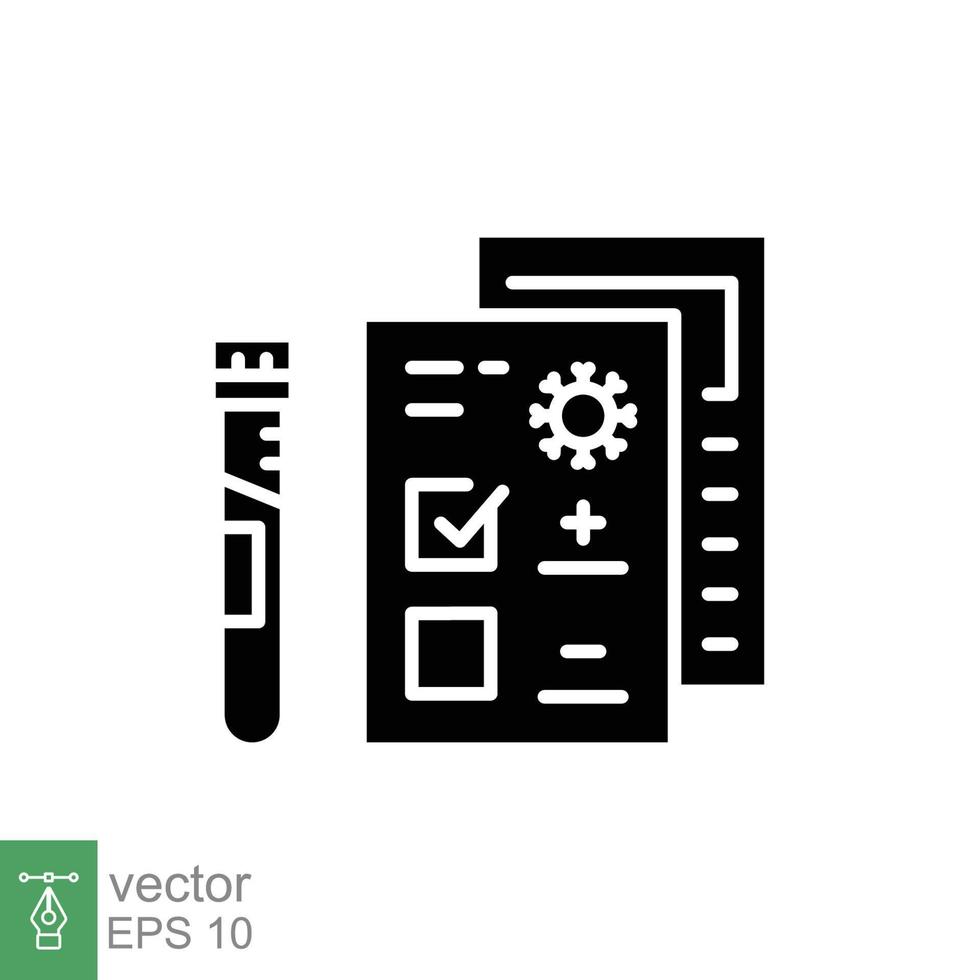 Covid test glyph icon. Simple solid style. Positive corona virus result, negative, rapid, plasma, research, medical concept. Vector illustration isolated on white background. EPS 10.