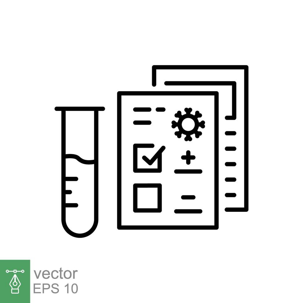 Covid test line icon. Simple outline style. Positive corona virus result, negative, rapid, plasma, research, medical concept. Vector illustration isolated on white background. EPS 10.