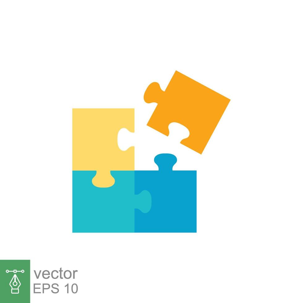 Puzzle jigsaw icon. Simple flat style. Join teamwork, challenge, square, block, combination, problem solving, solution, business concept. Vector illustration isolated on white background. EPS 10.