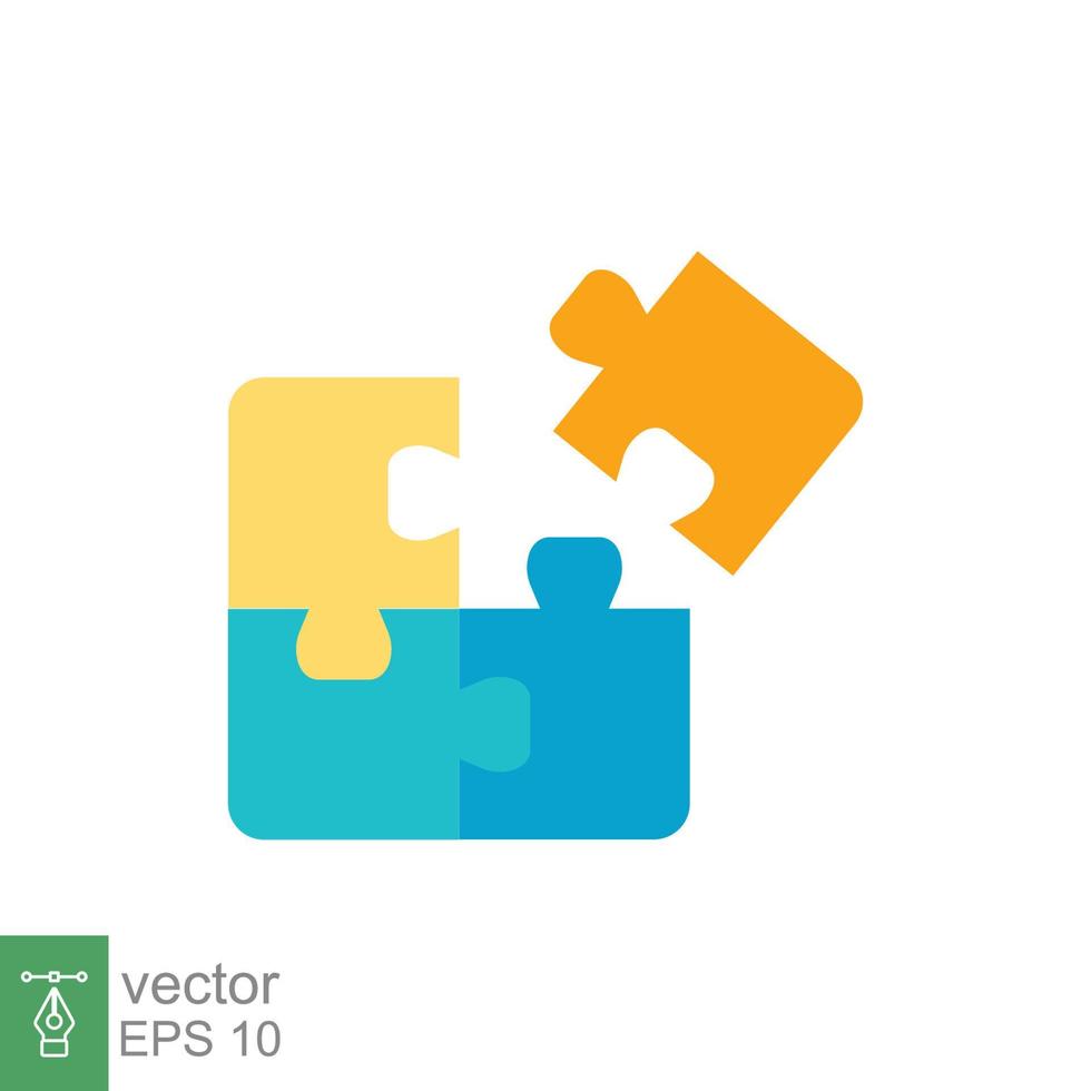 Puzzle jigsaw icon. Simple flat style. Join teamwork, challenge, square, block, combination, problem solving, solution, business concept. Vector illustration isolated on white background. EPS 10.