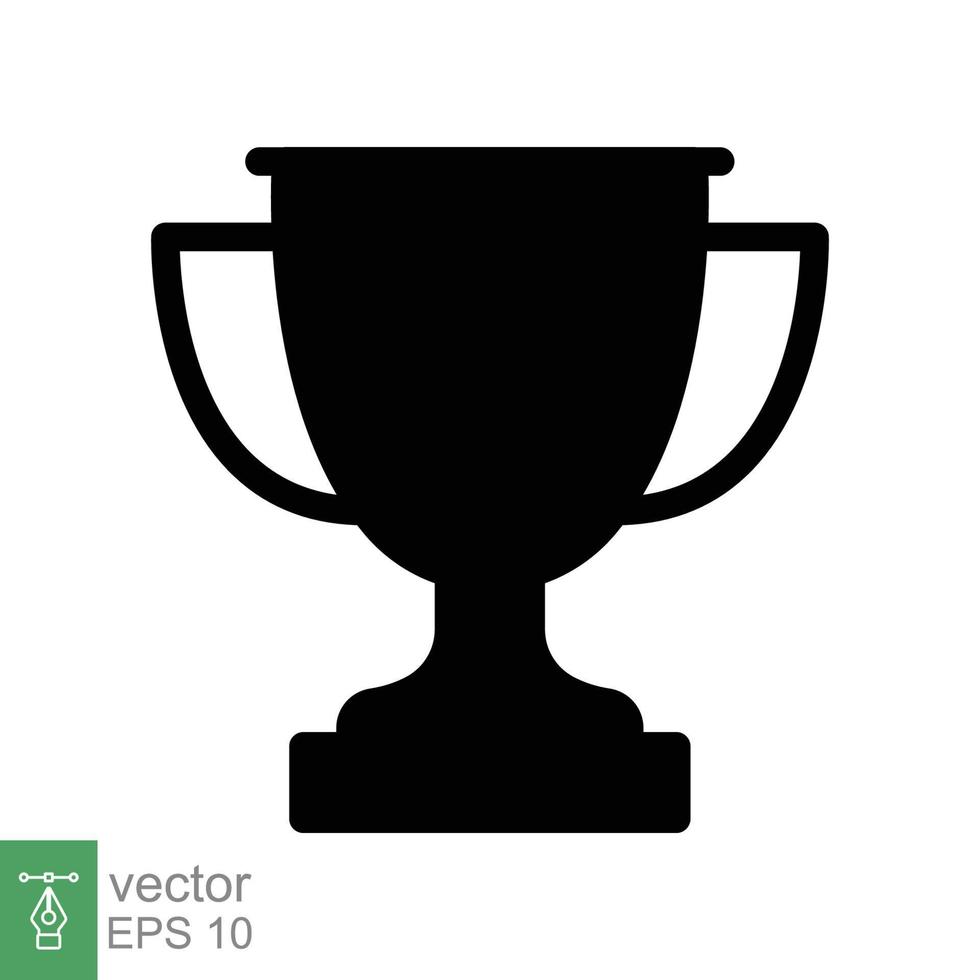 Trophy glyph icon. Simple solid style for app and web design element. Winner, award, cup, champ, contest, prize, won concept. Vector illustration isolated on white background. EPS 10.