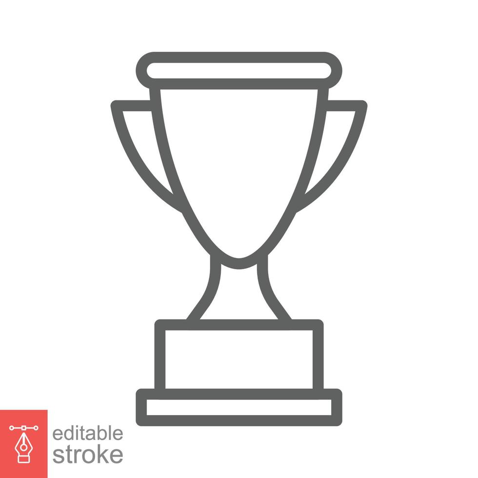 Trophy line icon. Simple outline style for app and web design element. Winner, award, cup, champ, contest, prize, won concept. Vector illustration isolated on white background. Editable stroke EPS 10.