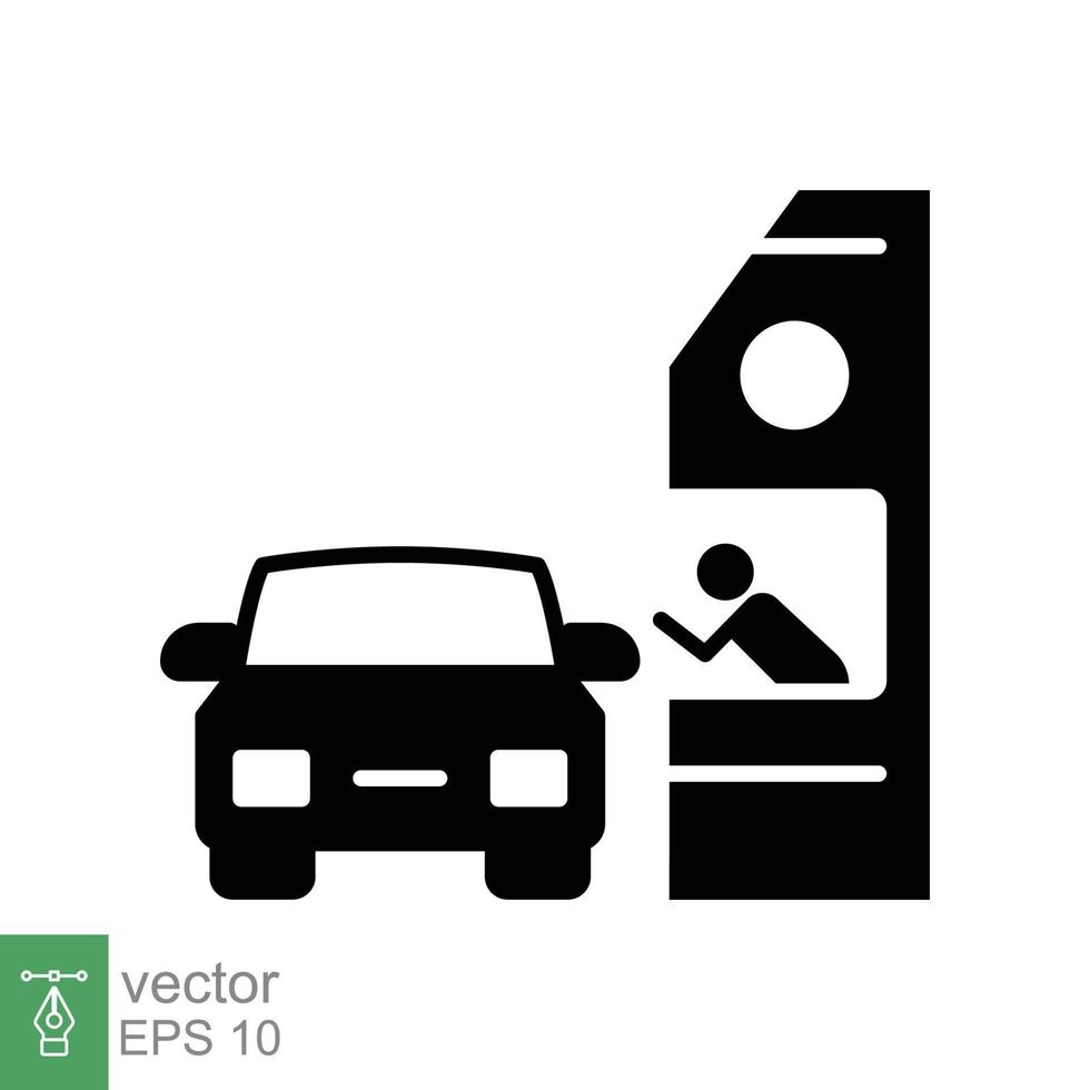 Drive through glyph icon. Simple solid style symbol can be used for web, mobile, ui design. Thru, window, car, restaurant, shop concept. Vector illustration isolated on white background. EPS 10.