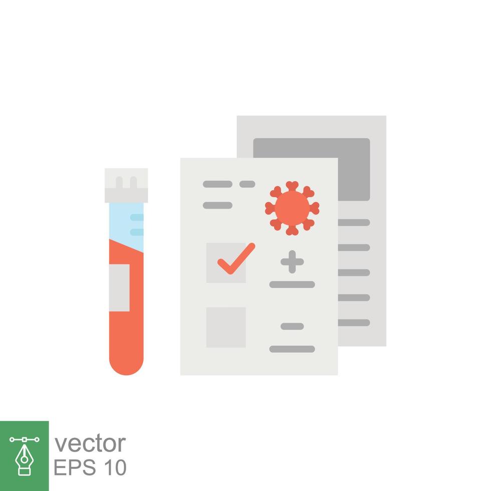 Covid test icon. Simple flat style. Positive corona virus result, negative, rapid, plasma, research, medical concept. Vector illustration isolated on white background. EPS 10.