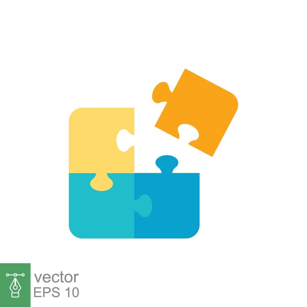 Puzzle jigsaw icon. Simple flat style. Join teamwork, challenge, square, block, combination, problem solving, solution, business concept. Vector illustration isolated on white background. EPS 10.