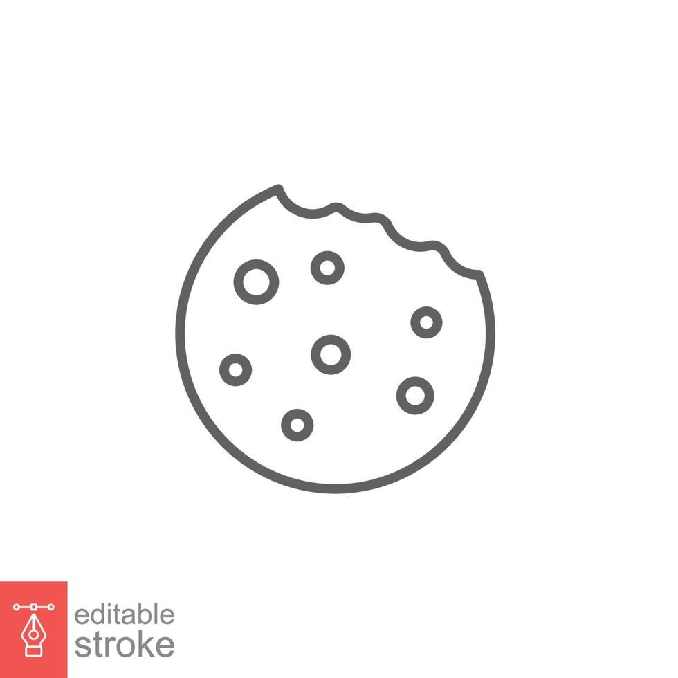 Cookie icon. Outline style sign symbol. Browser concept for app and web design. Vector illustration isolated on white background. Editable stroke EPS 10.