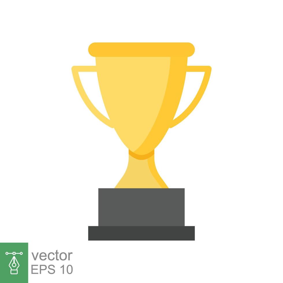 Trophy icon. Simple flat style for app and web design element. Winner, award, cup, champ, contest, prize, won concept. Vector illustration isolated on white background. EPS 10.