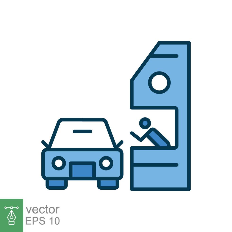 Drive through coloured icon. Simple filled outline style symbol for web, mobile, ui design. Thru, window, car, restaurant, shop concept. Vector illustration isolated on white background. EPS 10.