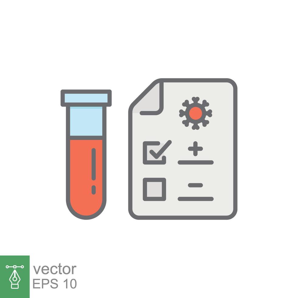 Covid test icon. Simple filled outline style. Positive corona virus result, negative, rapid, plasma, research, medical concept. Vector illustration isolated on white background. EPS 10.