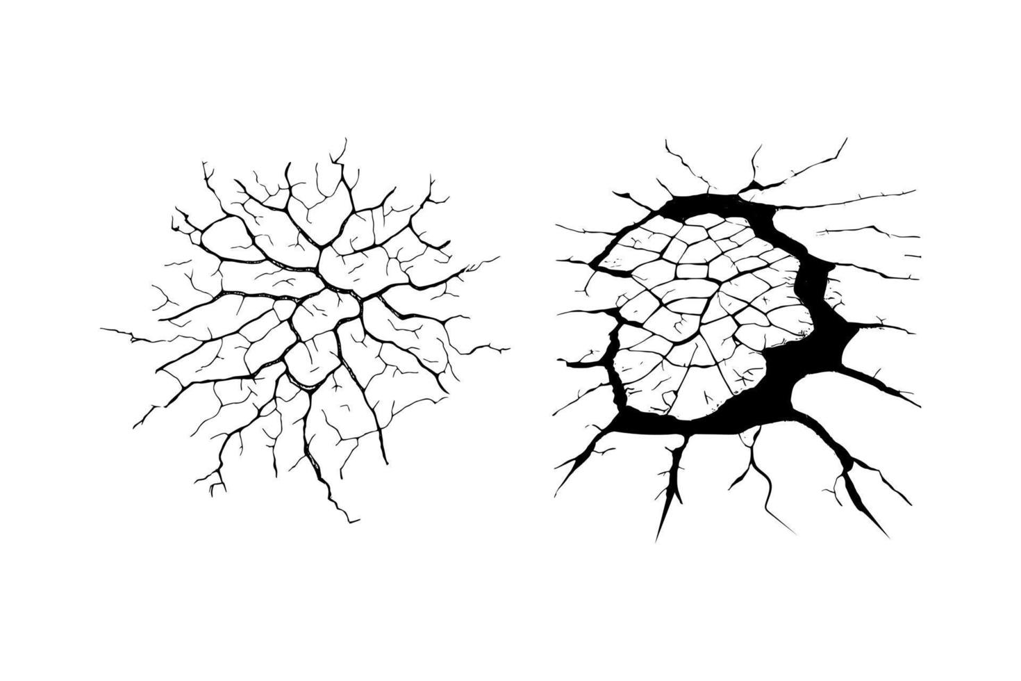 dividir, grieta y negro agujero en el pared o en el suelo. dañar desde natural desastres, terremotos o sequía. catástrofe después el guerra. vector