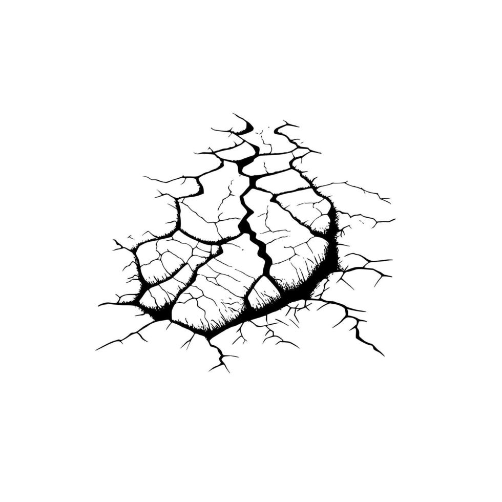 Split, crack and black hole in the wall or on the ground. Damage from natural disasters, earthquakes or drought. Catastrophe after the war. vector