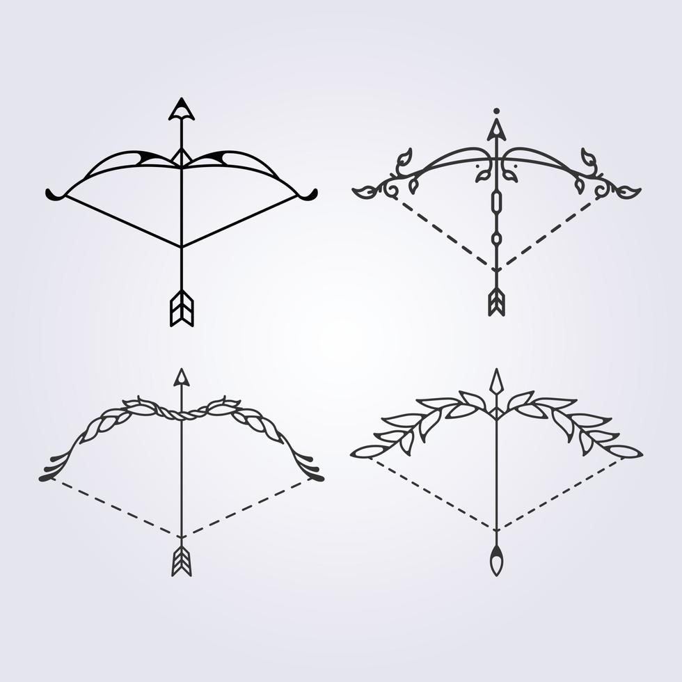 package set collection bow and arc for archer icon logo template vector illustration design
