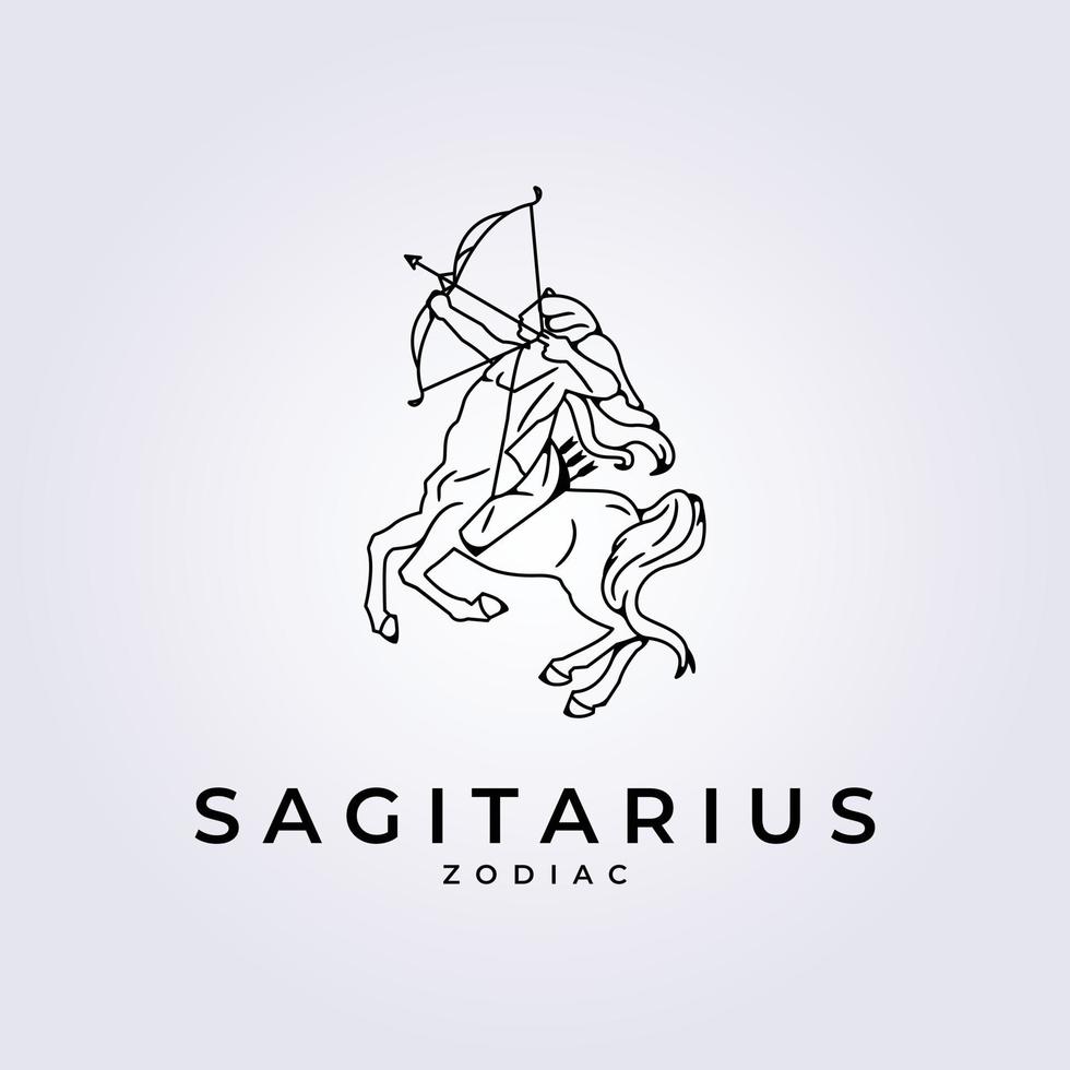 Sagittarius zodiac line horoscope iconic logo symbol icon design illustration vector